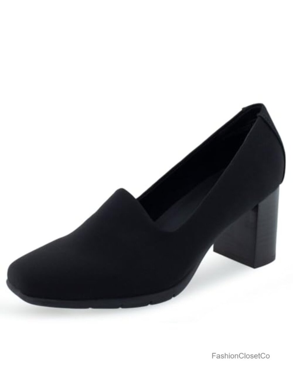 Aerosoles Women's Midnight Square Toe Block Heel Pump Memory Foam Wool